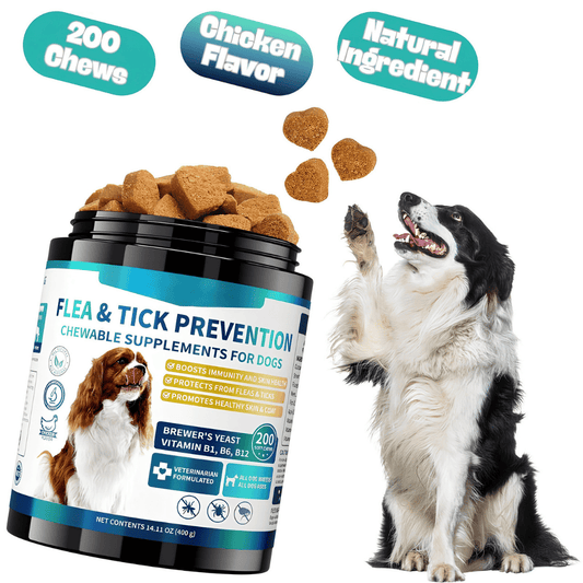 Natural Flea & Tick Prevention Chews for Dogs - 200 Chicken-Flavored Soft Chews