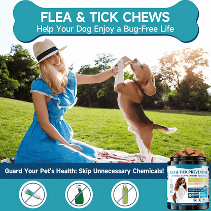 Natural Flea & Tick Prevention Chews for Dogs - 200 Chicken-Flavored Soft Chews