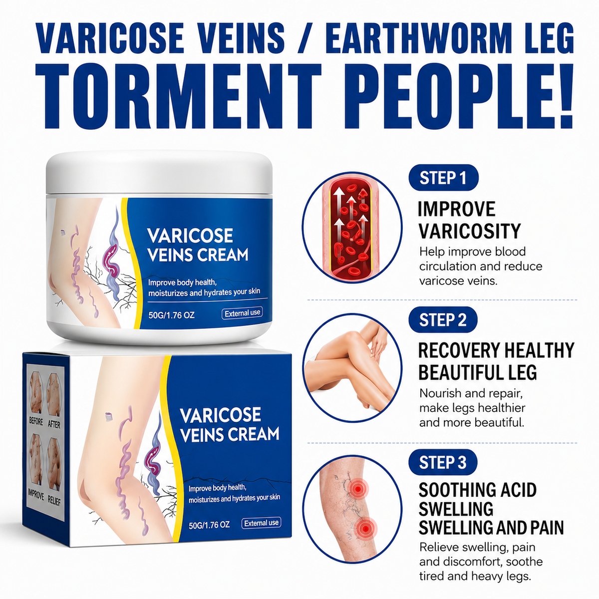 Varicose Vein Relief Cream for Heavy & Tired Legs